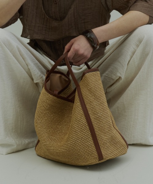 Plumel(プルメル)の「Piping Basket Tote Bag / パイピングバスケットトートバッグ(トートバッグ・レディース・ブラウン/ブラック・FREE)」の5枚目の写真