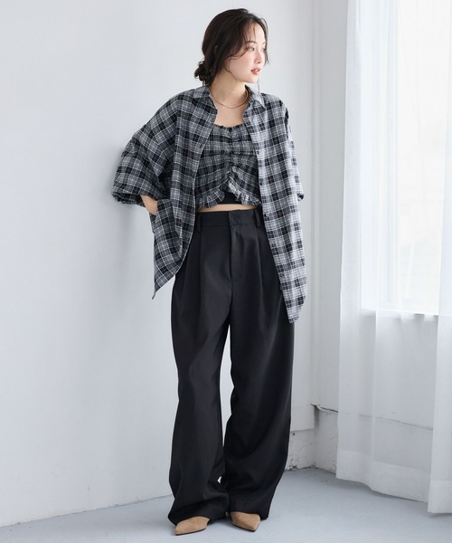 mysty woman(ミスティウーマン)の「2Pチェック柄シャツ長袖 1055370(シャツ/ブラウス・レディース・ベージュ/ワインレッド/ブラック・FREE)」の17枚目の写真