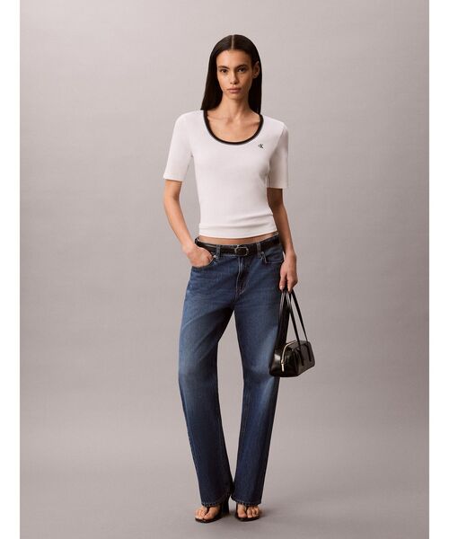 Calvin Klein（カルバン・クライン）の「Tシャツ - ショートスリーブ2X2リブスクープネックTシャツ（Tシャツ/カットソー・レディース・ホワイト・M/S）」の2枚目の写真