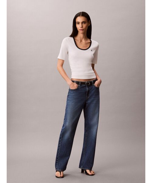 Calvin Klein（カルバン・クライン）の「Tシャツ - ショートスリーブ2X2リブスクープネックTシャツ（Tシャツ/カットソー・レディース・ホワイト・M/S）」の5枚目の写真