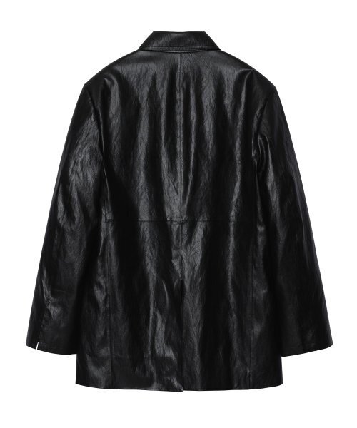 LEFTSEOUL（レフトソウル）の「シンセティックレザーオーバーサイズジャケット[ブラック]（ライダースジャケット・レディース・その他・FREE）」の2枚目の写真