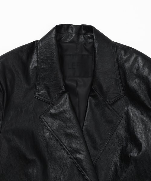 LEFTSEOUL（レフトソウル）の「シンセティックレザーオーバーサイズジャケット[ブラック]（ライダースジャケット・レディース・その他・FREE）」の3枚目の写真