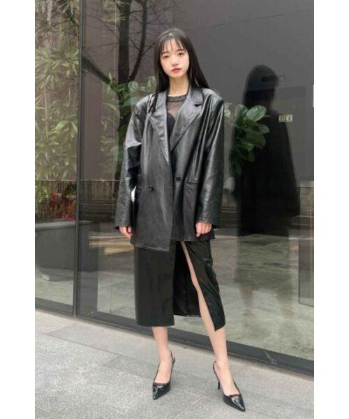 LEFTSEOUL（レフトソウル）の「シンセティックレザーオーバーサイズジャケット[ブラック]（ライダースジャケット・レディース・その他・FREE）」の14枚目の写真