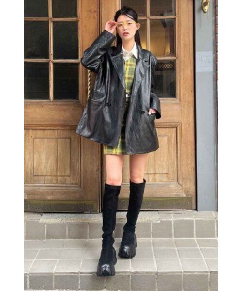 LEFTSEOUL（レフトソウル）の「シンセティックレザーオーバーサイズジャケット[ブラック]（ライダースジャケット・レディース・その他・FREE）」の19枚目の写真