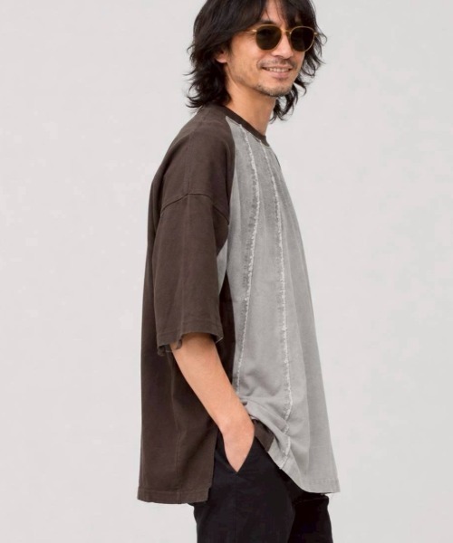 KAMINARI_TOKIO(カミナリトキオ)の「ヴィンテージ切替リメイク風Tシャツ(Tシャツ/カットソー・レディース・ブラック/ブラウン・FREE)」の10枚目の写真