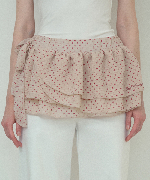 OURNOSTALGIA（アワー ノスタルジア）の「Embo dot shirring skirt_Beige(O25-SK08)（スカート・レディース・ネイビー・FREE）」の3枚目の写真