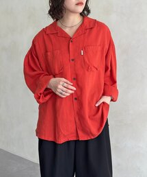 リネン混長袖開襟シャツ