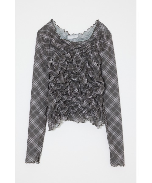MOUSSY(マウジー)の「【26年AW新作】SHIRRING SHEER L/S Tシャツ(Tシャツ/カットソー・レディース・ブラウン系その他/アイボリー/ピンク・FREE)」の4枚目の写真