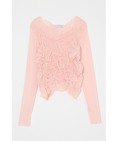 MOUSSY(マウジー)の「【26年AW新作】SHIRRING SHEER L/S Tシャツ(Tシャツ/カットソー・レディース・ブラウン系その他/アイボリー/ピンク・FREE)」の6枚目の写真