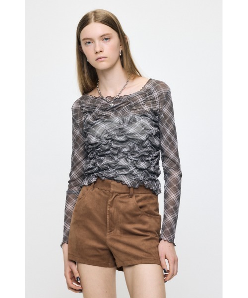 MOUSSY(マウジー)の「【26年AW新作】SHIRRING SHEER L/S Tシャツ(Tシャツ/カットソー・レディース・ブラウン系その他/アイボリー/ピンク・FREE)」の7枚目の写真