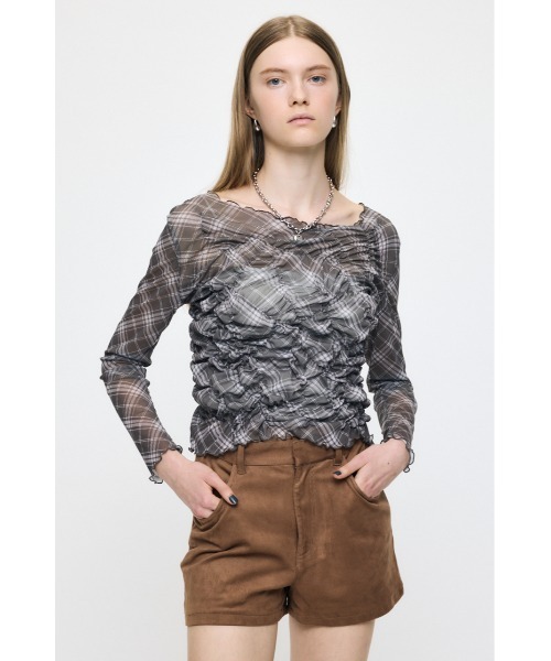 MOUSSY(マウジー)の「【26年AW新作】SHIRRING SHEER L/S Tシャツ(Tシャツ/カットソー・レディース・ブラウン系その他/アイボリー/ピンク・FREE)」の11枚目の写真
