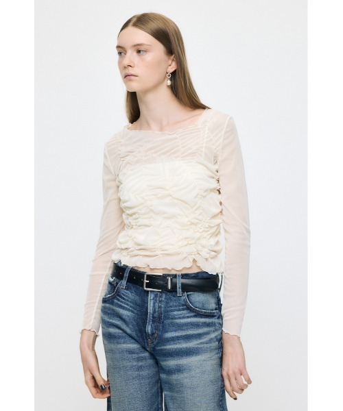 MOUSSY(マウジー)の「【26年AW新作】SHIRRING SHEER L/S Tシャツ(Tシャツ/カットソー・レディース・ブラウン系その他/アイボリー/ピンク・FREE)」の15枚目の写真