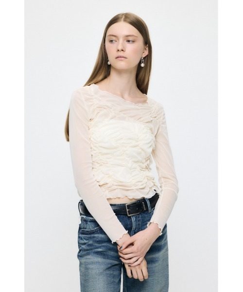 MOUSSY(マウジー)の「【26年AW新作】SHIRRING SHEER L/S Tシャツ(Tシャツ/カットソー・レディース・ブラウン系その他/アイボリー/ピンク・FREE)」の16枚目の写真