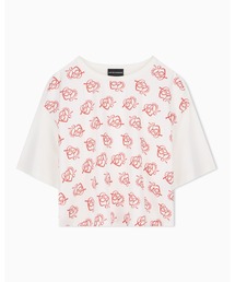 【エンポリオ アルマーニ】クロップドTシャツ コットンジャージー ハートプリント