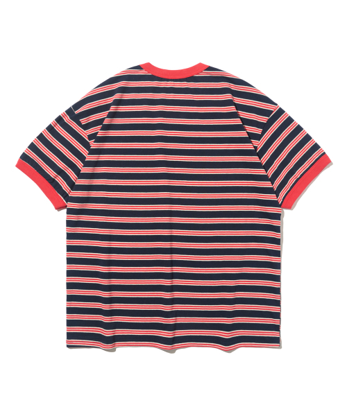 TAILOR STUDIO（テーラースタジオ）の「ミニマルロゴストライプ半袖Tシャツ（ネイビー/レッド）（Tシャツ/カットソー・レディース・その他・FREE）」の2枚目の写真