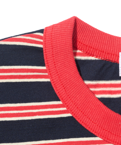 TAILOR STUDIO（テーラースタジオ）の「ミニマルロゴストライプ半袖Tシャツ（ネイビー/レッド）（Tシャツ/カットソー・レディース・その他・FREE）」の3枚目の写真