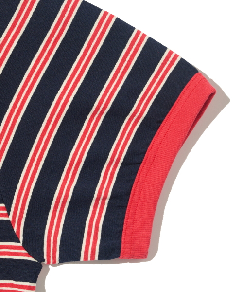 TAILOR STUDIO（テーラースタジオ）の「ミニマルロゴストライプ半袖Tシャツ（ネイビー/レッド）（Tシャツ/カットソー・レディース・その他・FREE）」の4枚目の写真