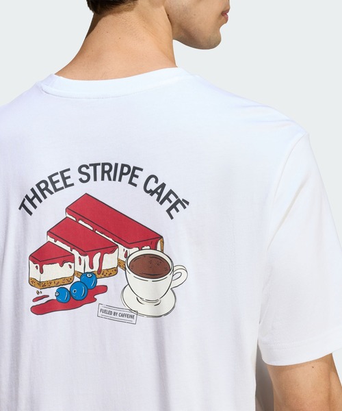 adidas(アディダス)の「コーヒー カフェ チーズケーキ グラフィックTシャツ / アディダス adidas(Tシャツ/カットソー・メンズ・ホワイト・XX-LARGE/3XL/LARGE/MEDIUM/SMALL/X-LARGE/X-SMALL)」の5枚目の写真