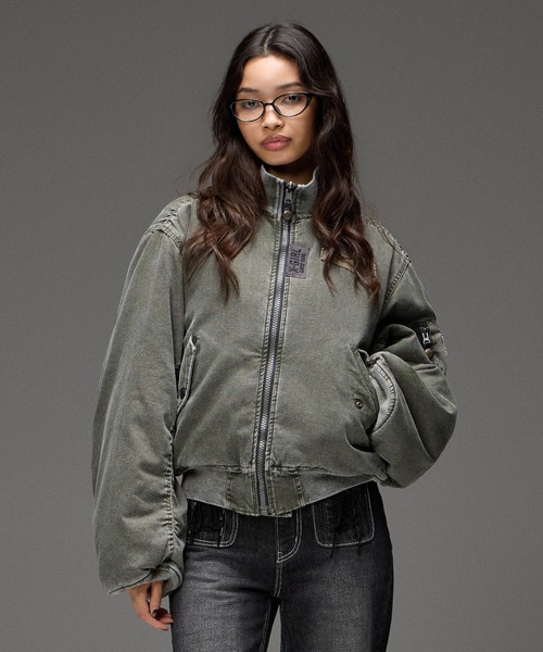X-girl(エックスガール)の「REVERSIBLE FADED MA-1 JACKET(MA-1・レディース・ブラック/オリーブ・S/M)」の20枚目の写真