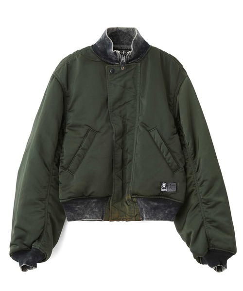 X-girl(エックスガール)の「REVERSIBLE FADED MA-1 JACKET(MA-1・レディース・ブラック/オリーブ・S/M)」の8枚目の写真