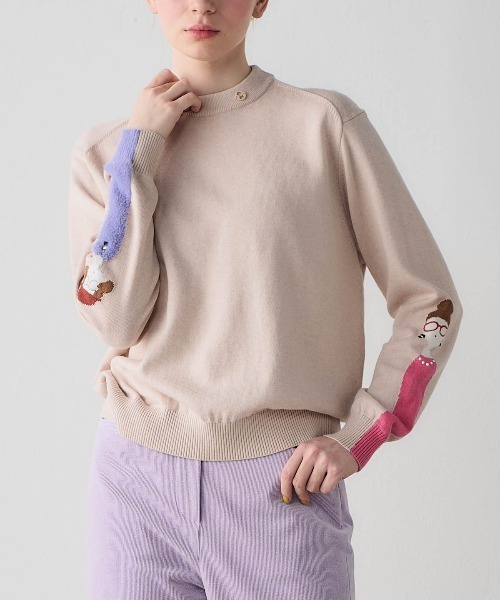 STUDIO PICONE(スタジオピッコーネ)の「コットン混袖デザインニット(ニット/セーター・レディース・ピンク/ベージュ/ブラック/ライトグレー・M/L)」の13枚目の写真