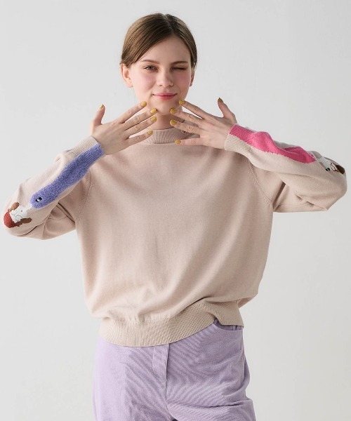 STUDIO PICONE(スタジオピッコーネ)の「コットン混袖デザインニット(ニット/セーター・レディース・ピンク/ベージュ/ブラック/ライトグレー・M/L)」の21枚目の写真