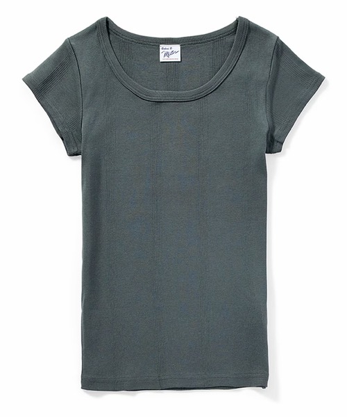 MILLER(ミラー)の「R.P.miller/ミラー パネルリブ半袖Tシャツ ラウンドネック 2026年 夏 夏服(Tシャツ/カットソー・レディース・グレー/ブラック/チャコールグレー/ホワイト/グレー系/ホワイト系/ホワイト系1/ブラック系/ピンク/オレンジ/イエロー・FREE)」の1枚目の写真
