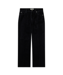 VELVET WASHED BOOT CUT DENIM PANTS IN BLACK