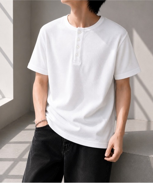 VIBGYOR(ヴィブジョー)の「【Bls】 【ZM】【Bling Leads】サーマルワッフル H/N TEE(BL)(Tシャツ/カットソー・メンズ・ホワイト/ネイビー/グレー/カーキ/ライトピンク・MEDIUM/LARGE/X-LARGE)」の7枚目の写真