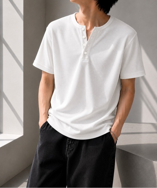 VIBGYOR(ヴィブジョー)の「【Bls】 【ZM】【Bling Leads】サーマルワッフル H/N TEE(BL)(Tシャツ/カットソー・メンズ・ホワイト/ネイビー/グレー/カーキ/ライトピンク・MEDIUM/LARGE/X-LARGE)」の13枚目の写真