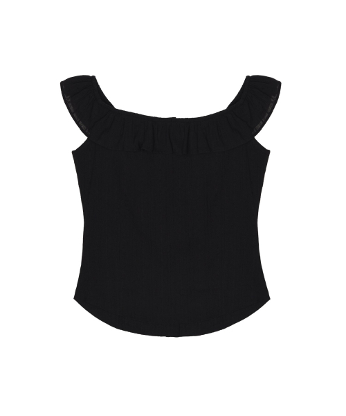 NICK&NICOLE(ニックアンドニコール)の「RUFFLE NECK SLEEVELESS TOP_BLACK(Tシャツ/カットソー・レディース・その他・FREE)」の2枚目の写真
