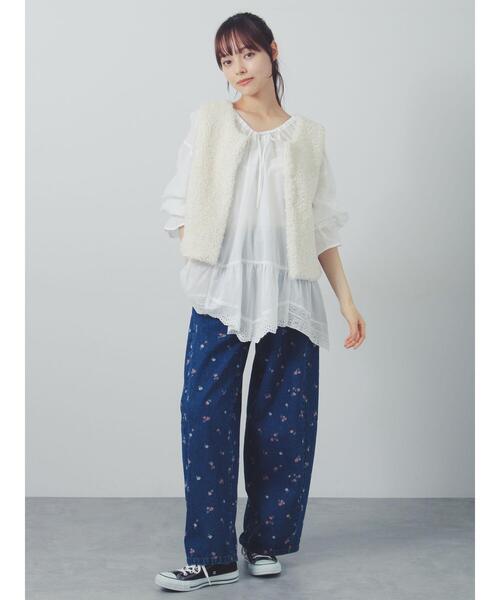 Samansa Mos2(サマンサ モスモス)の「デニムワイドバレルパンツ〈WEB限定SS・XLサイズ〉(デニムパンツ・レディース・キャメル/ピンク/ネイビー/ブルー・S/M/L/XL/SS)」の5枚目の写真
