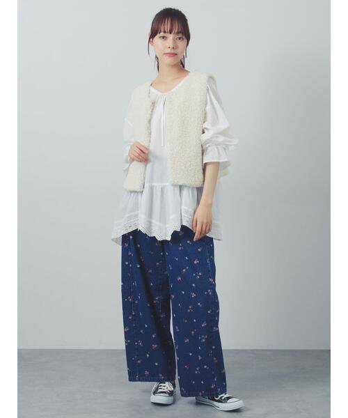 Samansa Mos2(サマンサ モスモス)の「デニムワイドバレルパンツ〈WEB限定SS・XLサイズ〉(デニムパンツ・レディース・キャメル/ピンク/ネイビー/ブルー・S/M/L/XL/SS)」の6枚目の写真