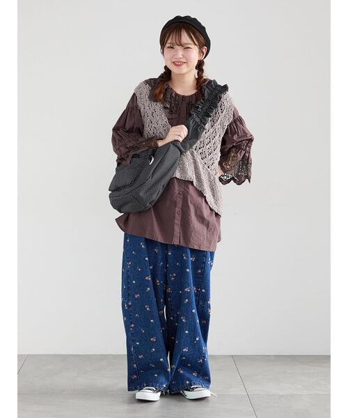Samansa Mos2(サマンサ モスモス)の「〈WEB限定SS・XLサイズ展開あり〉デニムワイドバレルパンツ(デニムパンツ・レディース・キャメル/ピンク/ネイビー/ブルー・S/M/L)」の13枚目の写真
