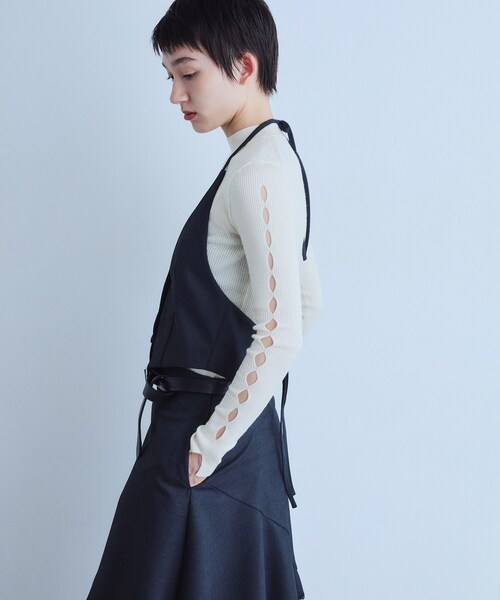 CODE A(コードエー)の「cut-out sleeve knit top(ニット/セーター・レディース・ライトグリーン/オフホワイト/グレー・00)」の12枚目の写真
