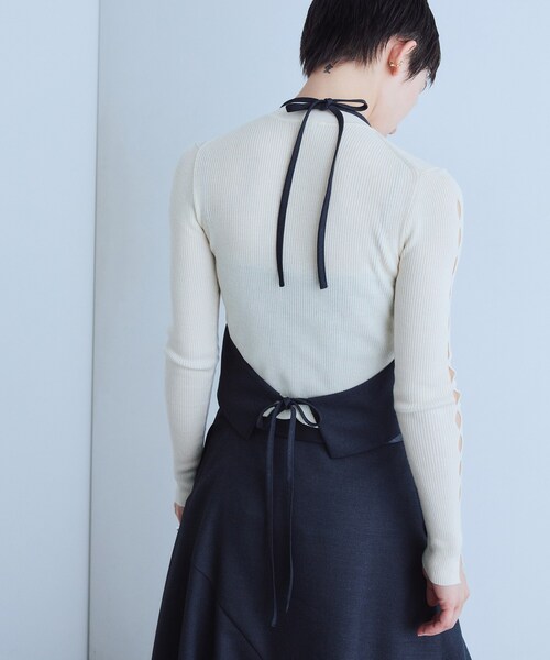 CODE A(コードエー)の「cut-out sleeve knit top(ニット/セーター・レディース・ライトグリーン/オフホワイト/グレー・00)」の13枚目の写真