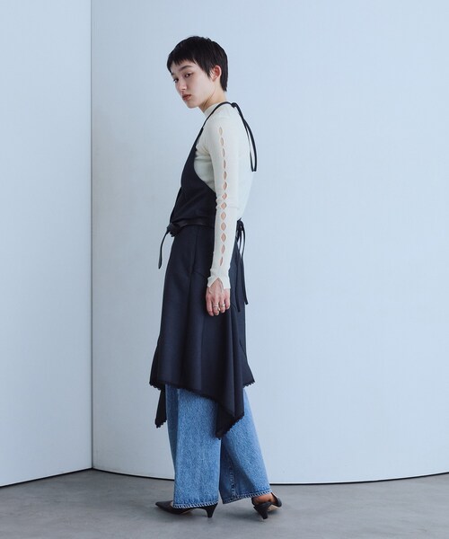 CODE A(コードエー)の「cut-out sleeve knit top(ニット/セーター・レディース・ライトグリーン/オフホワイト/グレー・00)」の15枚目の写真