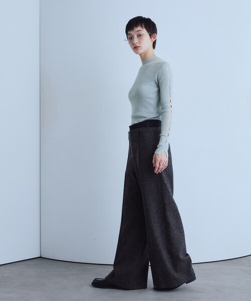 CODE A(コードエー)の「cut-out sleeve knit top(ニット/セーター・レディース・ライトグリーン/オフホワイト/グレー・00)」の18枚目の写真