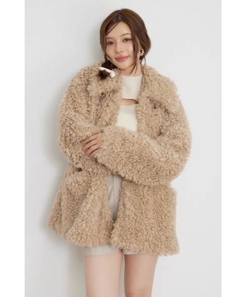rienda(リエンダ)の「【AW先行アイテム】ステンカラーボアコート 秋服 冬服(ステンカラーコート・レディース・ブラウン/ピンク/ホワイト・FREE)」の11枚目の写真