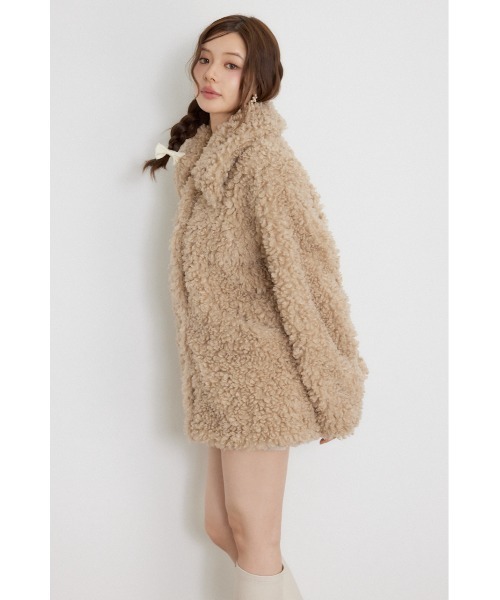rienda(リエンダ)の「【AW先行アイテム】ステンカラーボアコート 秋服 冬服(ステンカラーコート・レディース・ブラウン/ピンク/ホワイト・FREE)」の12枚目の写真