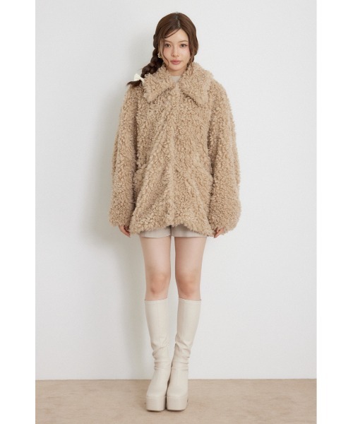 rienda(リエンダ)の「【AW先行アイテム】ステンカラーボアコート 秋服 冬服(ステンカラーコート・レディース・ブラウン/ピンク/ホワイト・FREE)」の15枚目の写真