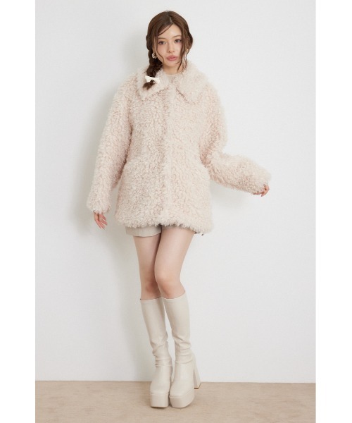 rienda(リエンダ)の「【AW先行アイテム】ステンカラーボアコート 秋服 冬服(ステンカラーコート・レディース・ブラウン/ピンク/ホワイト・FREE)」の22枚目の写真