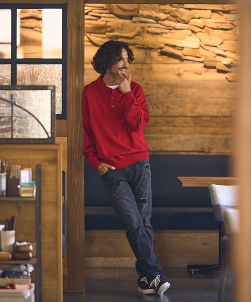 BAYFLOW（ベイフロー）の「ニットポロシャツ（ポロシャツ・メンズ・レッド/ブラック/ブラウン・LARGE/MEDIUM）」の16枚目の写真