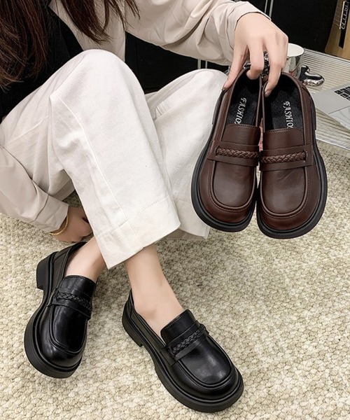 Miniministore(ミニミニストア)の「厚底ローファーレディース 韓国風美脚脚長(ローファー・レディース・ブラウン/ブラック・24.5cm/24.0cm/23.5cm/23.0cm/22.5cm)」の3枚目の写真