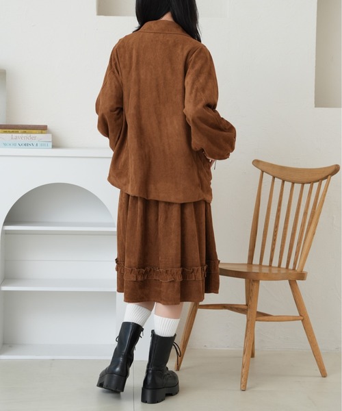 kutir(クティール)の「【セットアップ着用可能】フェイクスエードリボンフリルジャケット(ブルゾン・レディース・キャメル/ブラウン・FREE)」の21枚目の写真