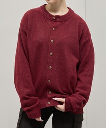 【Alfred Alex】Mix Yarn Knit Cardigan / オーバーサイズ ミックスヤーン クルーネック ニットカーディガン