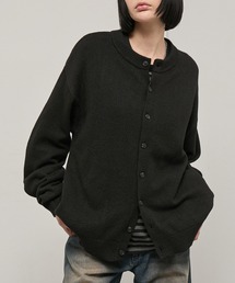 【Alfred Alex】Mix Yarn Knit Cardigan / オーバーサイズ ミックスヤーン クルーネック ニットカーディガン