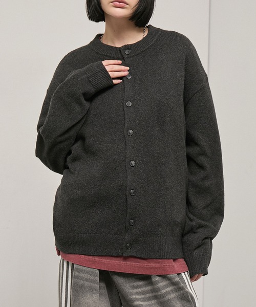 Alfred Alex（アルフレッドアレックス）の「【Alfred Alex】Mix Yarn Knit Cardigan / オーバーサイズ ミックスヤーン クルーネック ニットカーディガン（カーディガン/ボレロ・メンズ・チャコール/ブラウン系/レッド系/ブラック系/スミクロ・L/M）」の12枚目の写真