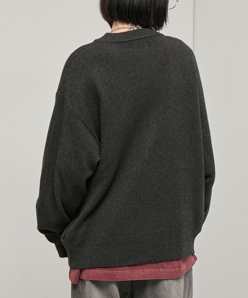 Alfred Alex（アルフレッドアレックス）の「【Alfred Alex】Mix Yarn Knit Cardigan / オーバーサイズ ミックスヤーン クルーネック ニットカーディガン（カーディガン/ボレロ・メンズ・チャコール/ブラウン系/レッド系/ブラック系/スミクロ・L/M）」の15枚目の写真
