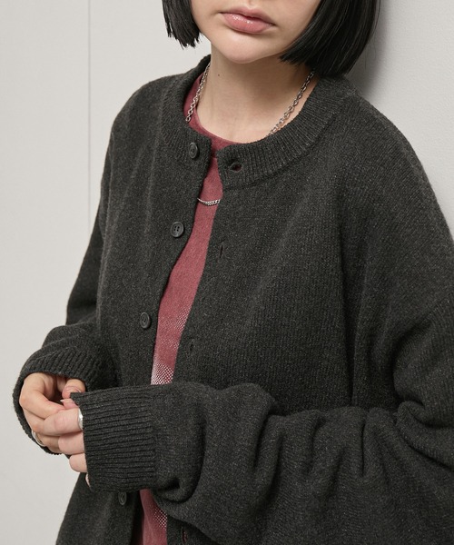 Alfred Alex（アルフレッドアレックス）の「【Alfred Alex】Mix Yarn Knit Cardigan / オーバーサイズ ミックスヤーン クルーネック ニットカーディガン（カーディガン/ボレロ・メンズ・チャコール/ブラウン系/レッド系/ブラック系/スミクロ・L/M）」の16枚目の写真